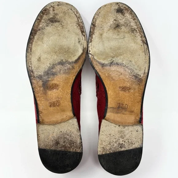 Gucci Horsebit 1953 Loafer GG Monogram Guccisma Red 7.5 Vintage Made in Italy - Picture 14 of 16